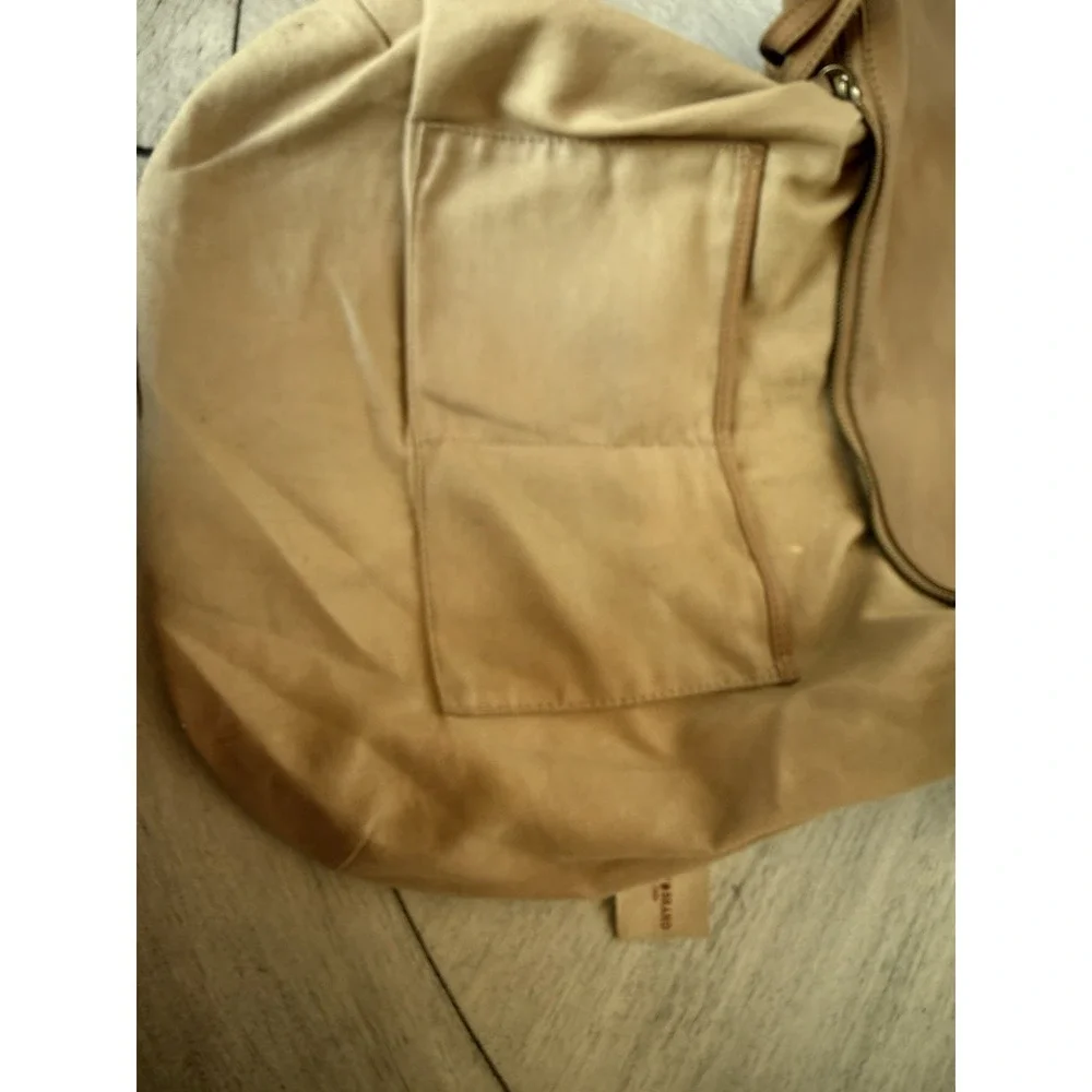 Lucky Brand Leather Hobo Shoulder Bag Tan Slouchy Tassel Boho Purse EST. 1990